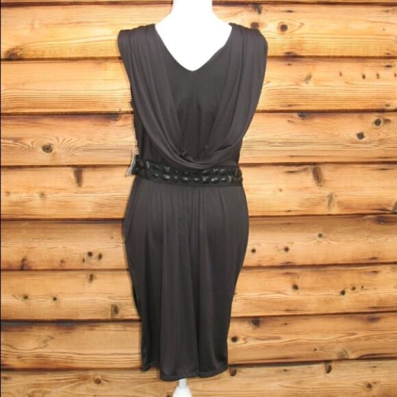 NWT Black Grecian Jersey Dress - Picture 7 of 8